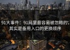 91大事件：91网里最容易被忽略的，其实是备用入口的更换顺序
