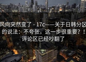 风向突然变了 - 17c——关于日韩分区的说法：不夸张，这一步很重要？！评论区已经吵翻了