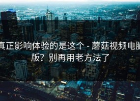 真正影响体验的是这个 - 蘑菇视频电脑版？别再用老方法了