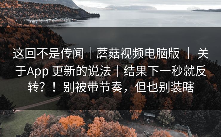 这回不是传闻｜蘑菇视频电脑版 ｜ 关于App 更新的说法｜结果下一秒就反转？！别被带节奏，但也别装瞎