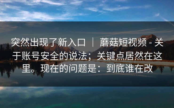 突然出现了新入口 ｜ 蘑菇短视频 - 关于账号安全的说法；关键点居然在这里。现在的问题是：到底谁在改