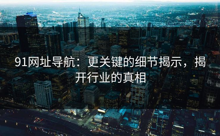 91网址导航：更关键的细节揭示，揭开行业的真相